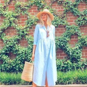 Chambray Linen Lydell Dress, L